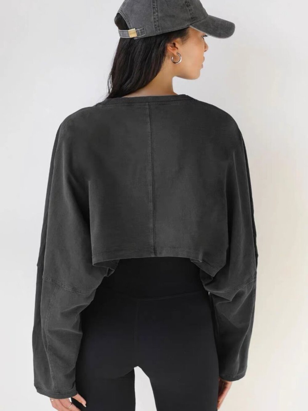 Alo Yoga Cropped Activewear Top Dark Gray - Picture 2 of 4